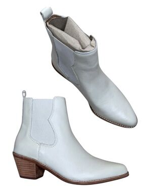 Madewell The Watkin Western Chelsea Ankle Boots 7 M Parchment NWT